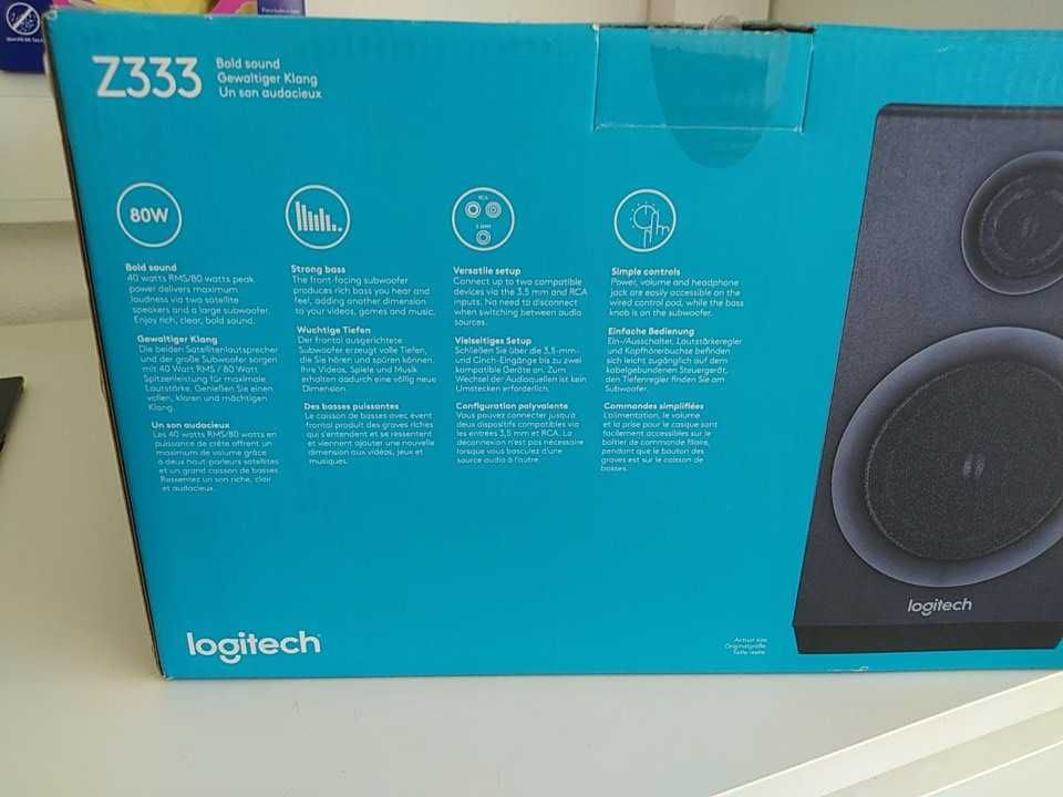Logitech Speakers com subwoofer Z333 2.1 80W em excelente estado