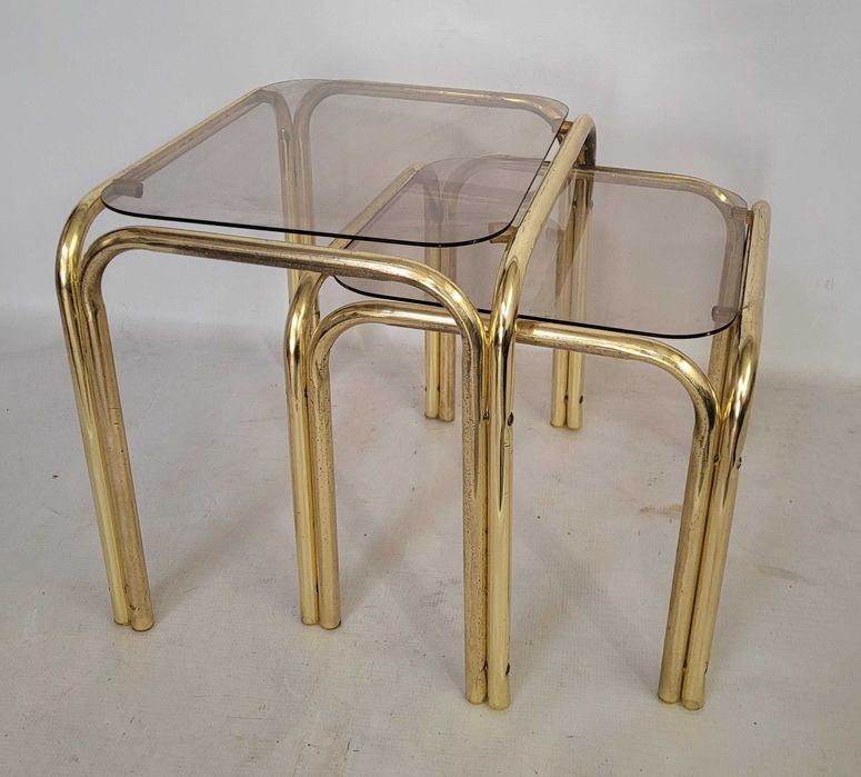 STOLIK kwietnik złoty vintage złoty mosiądzowany lata 70