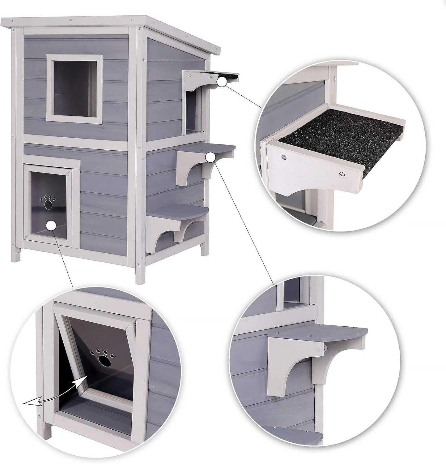 NOVO - Casota para gatos de exterior com 2 andares