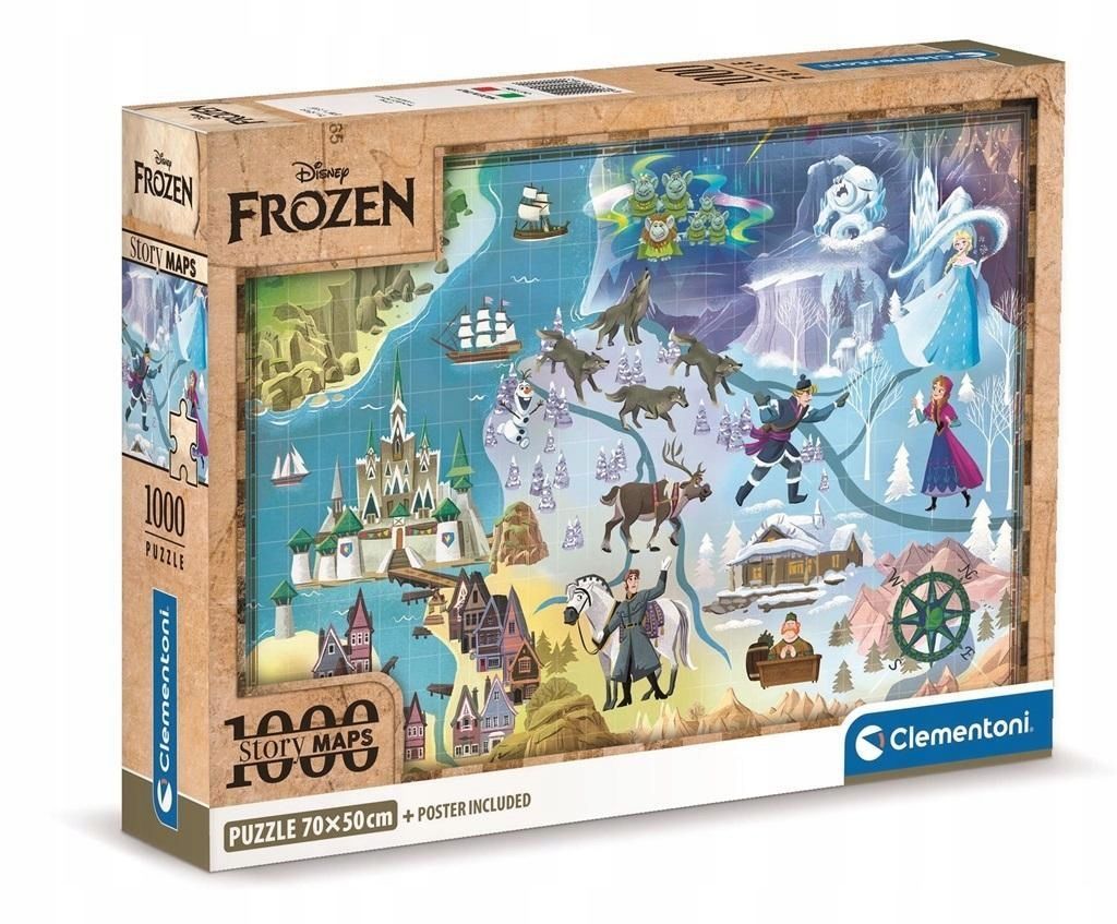 Puzzle 1000 Compact Disney Maps Frozen, Clementoni