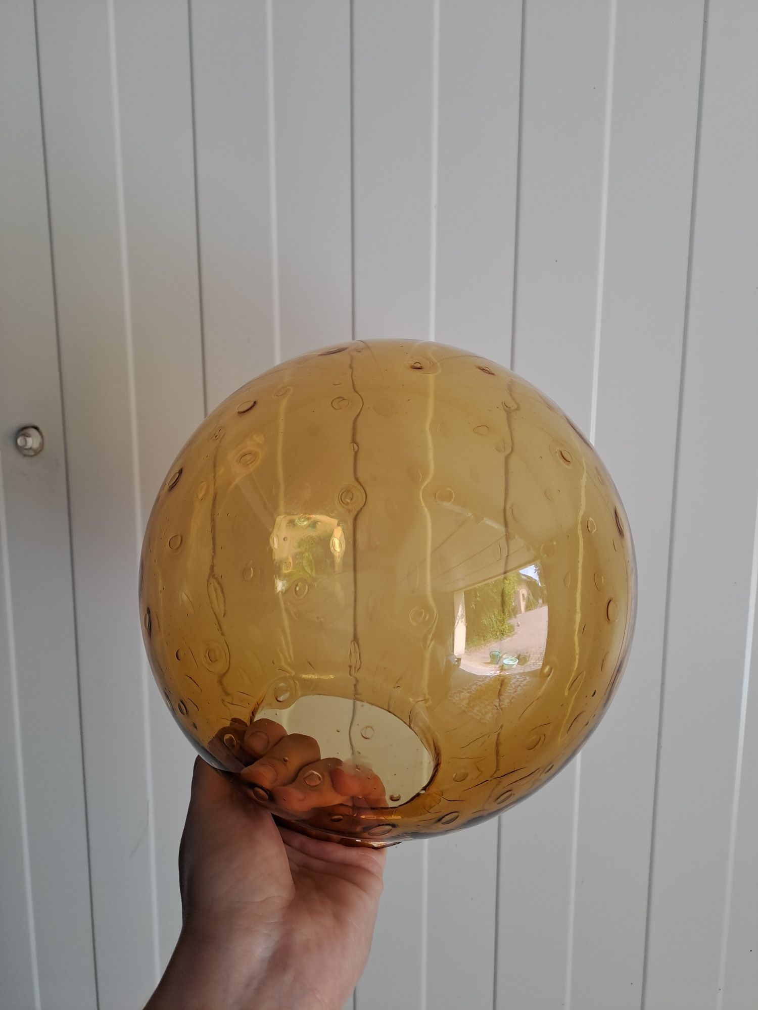 Szklane klosze 8 sztuk prl lampa żółte musztardowe