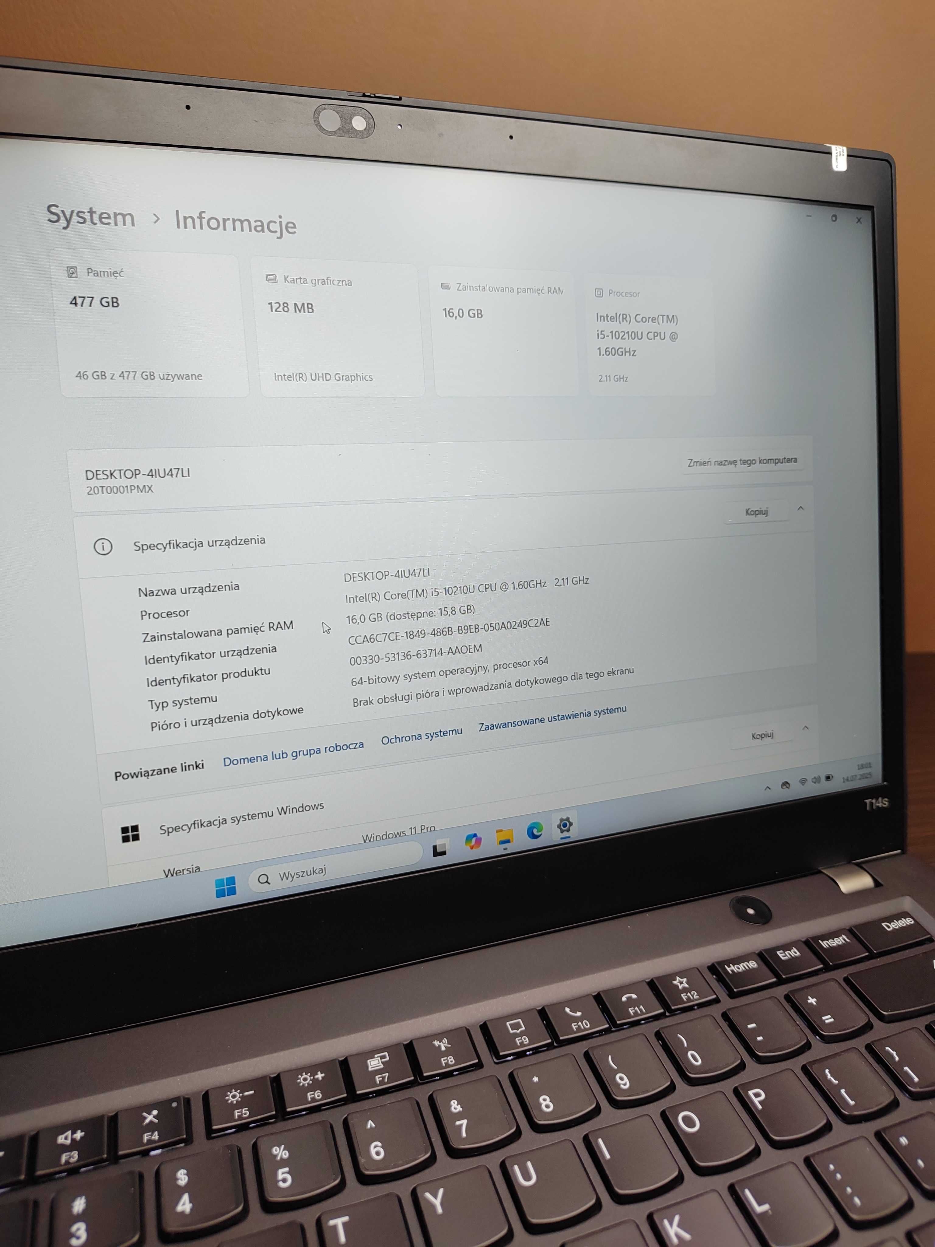 PREMIUM | Lenovo ThinkPad T14s Gen1 | i5 | 16GB RAM | 512SSD | Win11