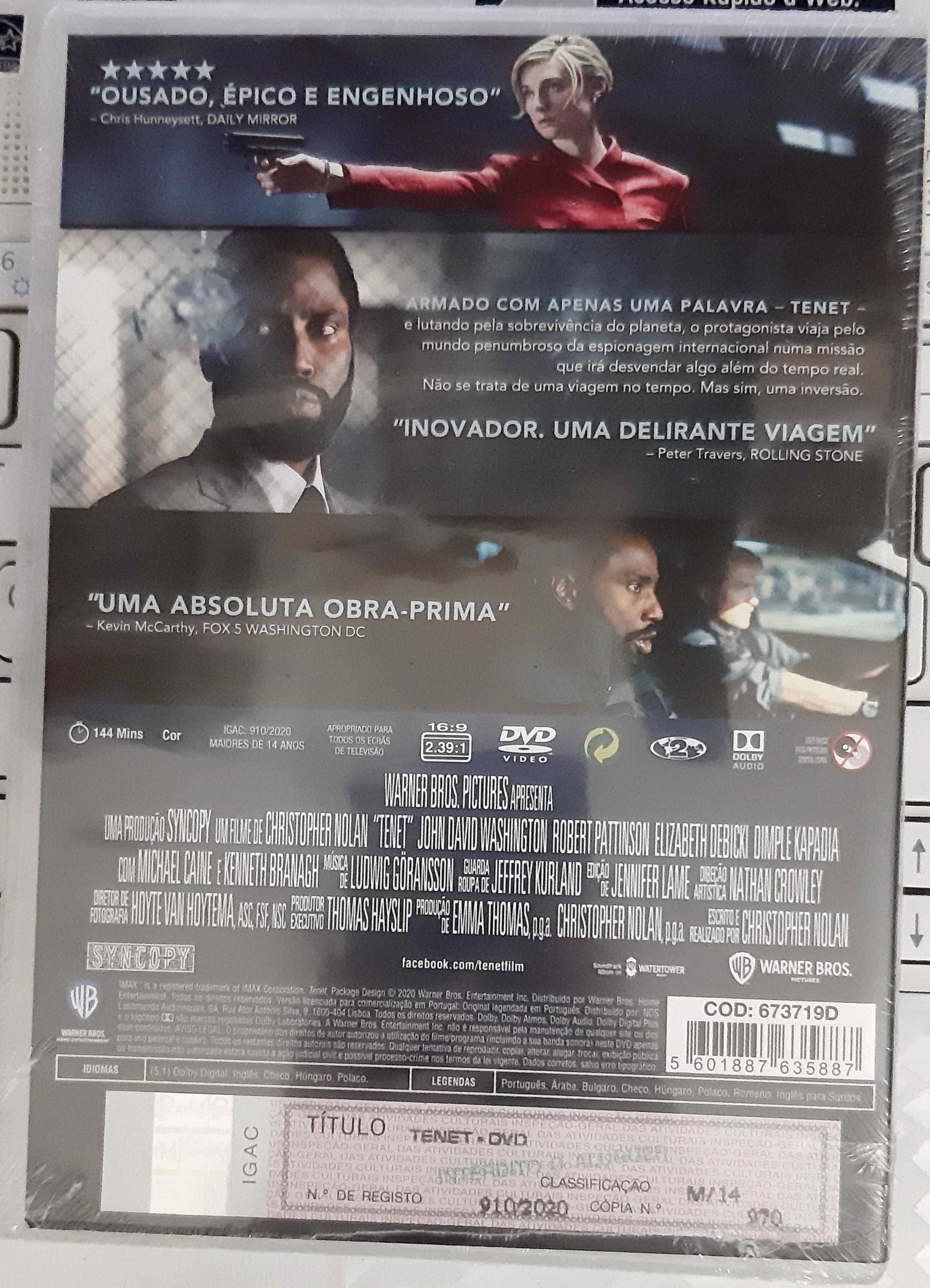 Filme em DVD: TENET (de Christopher Nolan) - NOVO! SELADO!