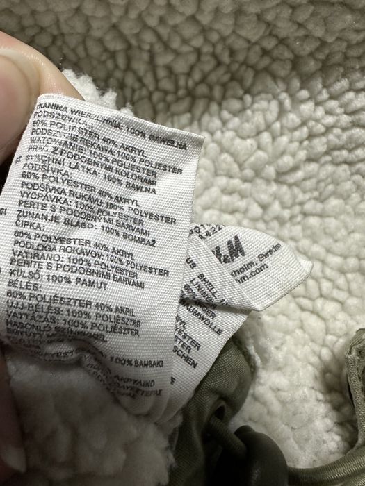 Kurtka zimowa parka na kożuszku H&M 68-74cm 6-9msc khaki #1737