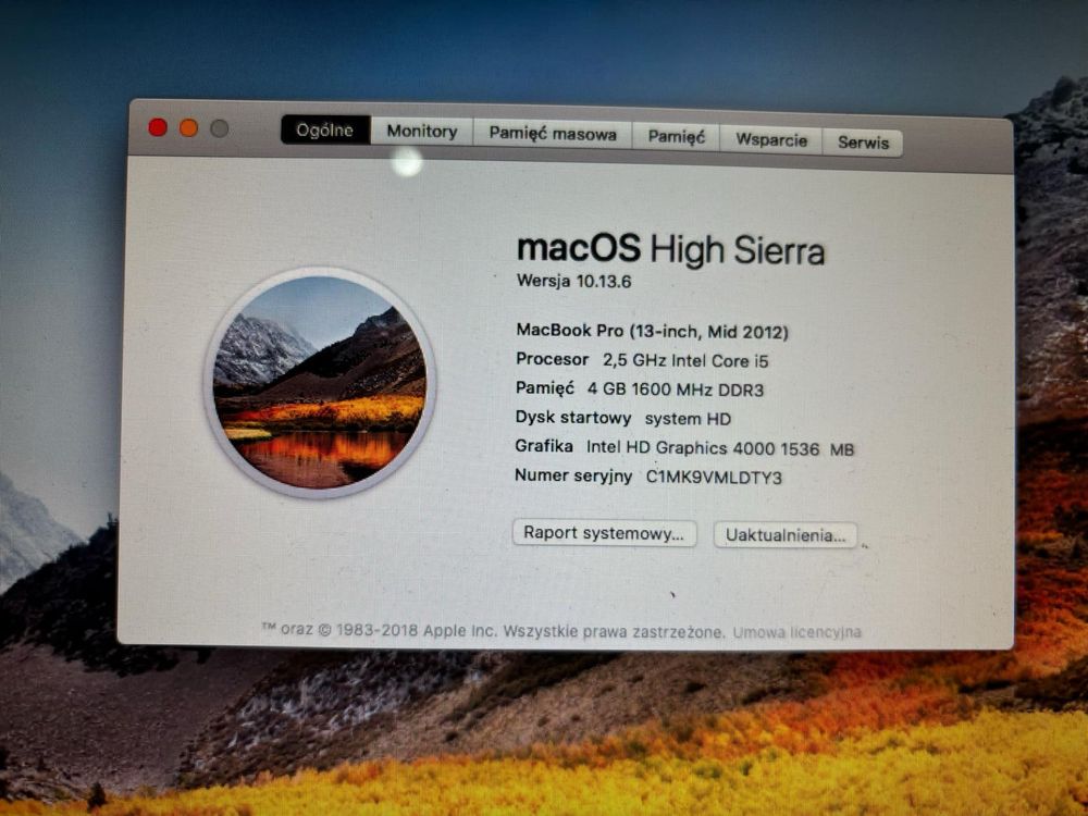 Macbook Pro ( 13-inch , Mod 2012 )