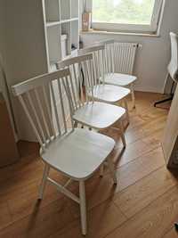 Krzesła Jysk białe, drewno, 4szt, używane, drobne uszkodzenia