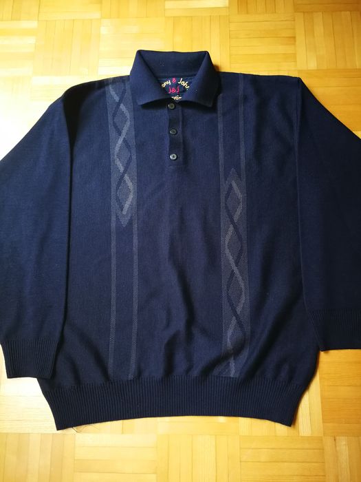 Sweter męski z kołnierzykiem typu polo, duży rozmiar