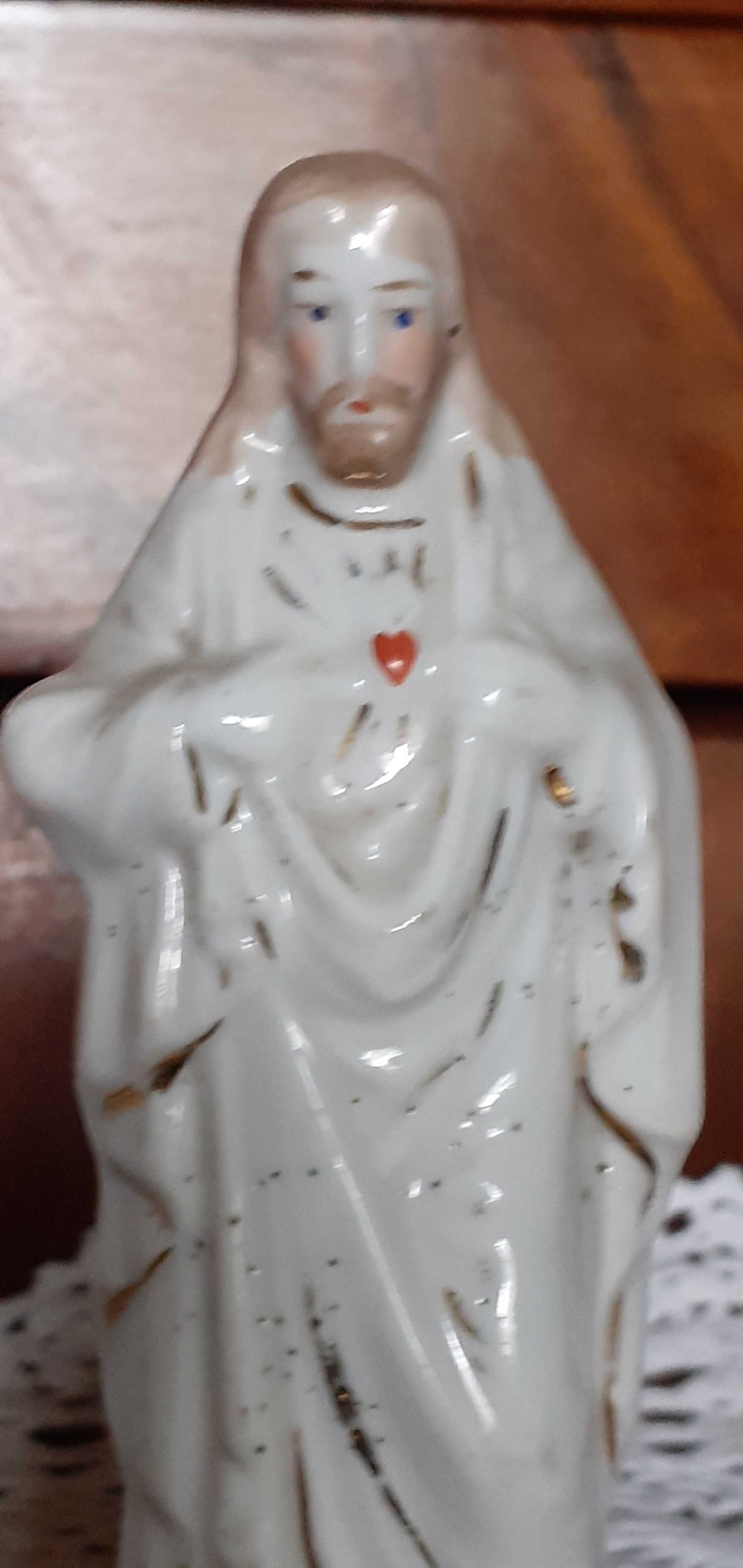 Porcelanowa figurka Jezusa stara sygnowana 16 cm