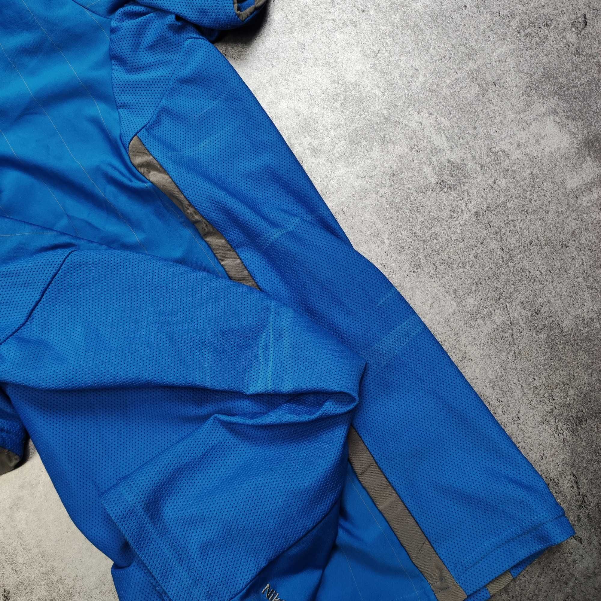 MĘSKA Koszulka Sportowa Granatowa Nike Kołnierzyk Dri-Fit Haft Logo