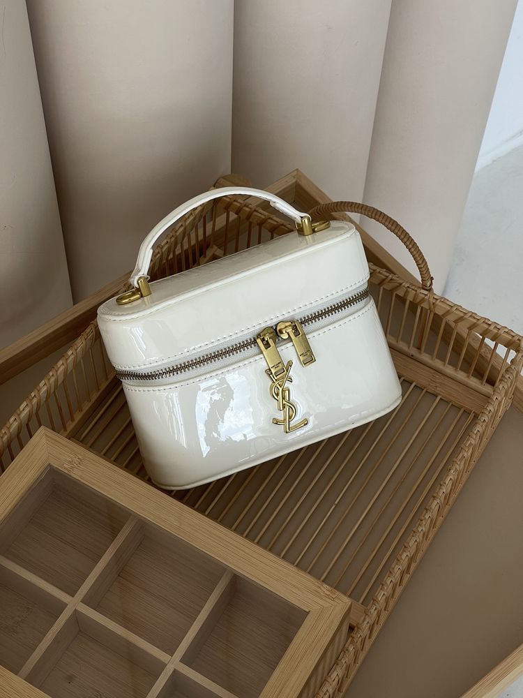 Сумка YSL Yves Saint Laurent Gaby Vanity Lacquered біла, бордова,чорна