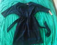 Sukienka czarna w niebieską kratkę kratka 42 XL Adika collection NOWA