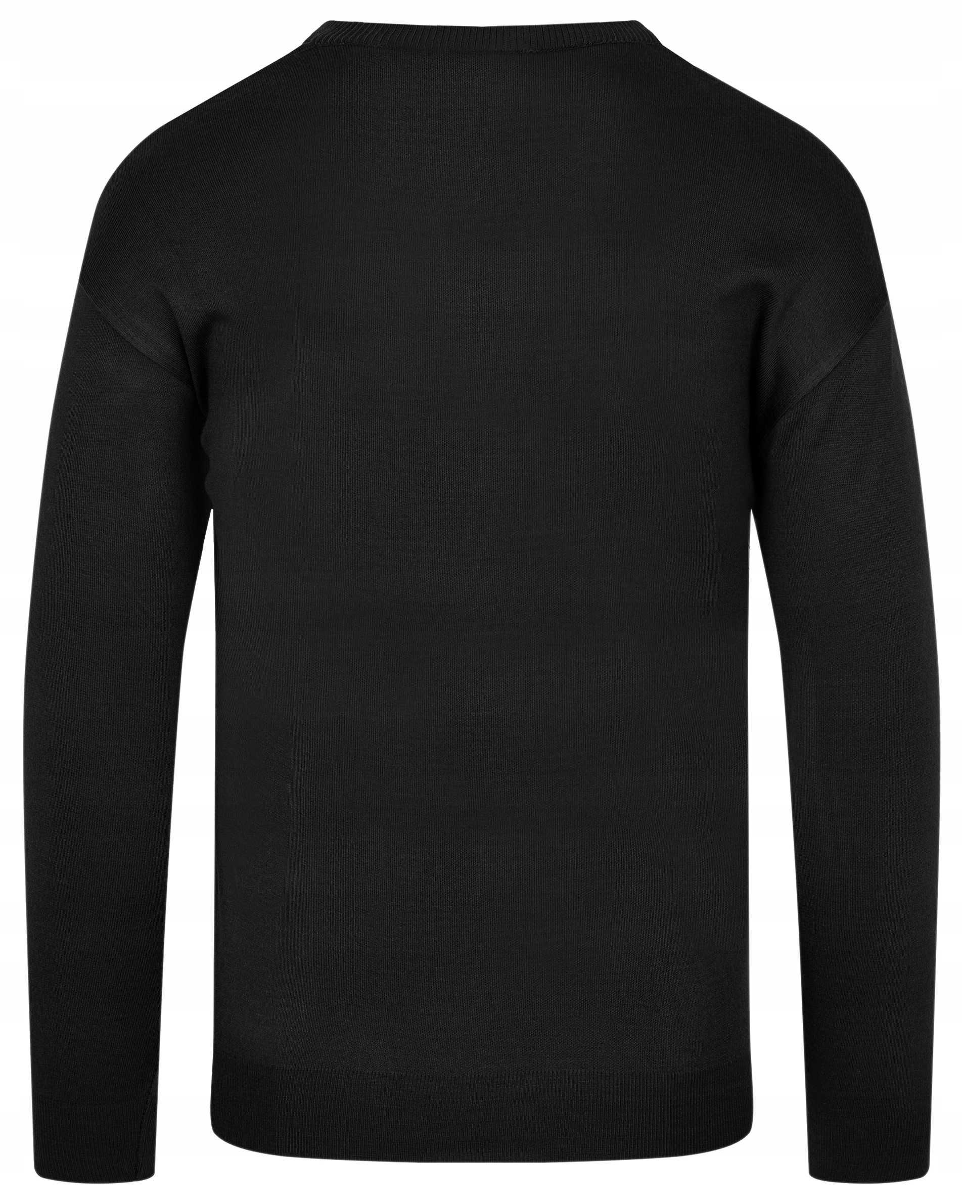 Sweter Męski V Serek- Wełna - KNK - czarny