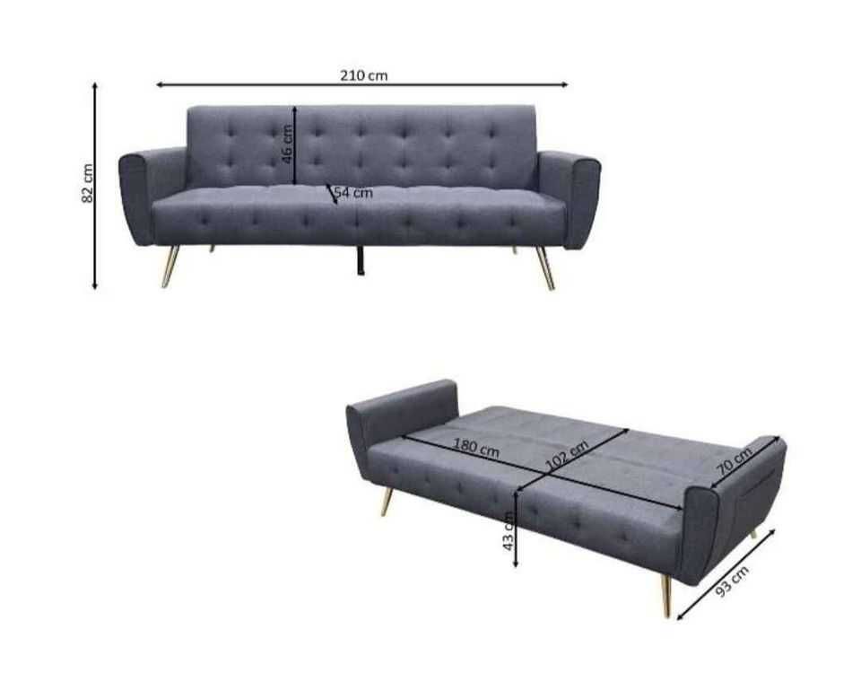 SOFÁ CAMA NOVO 2 CORES COM PORTES