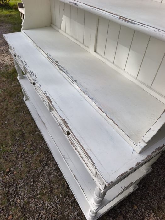 Duży Biały drewniany kredens lite drewno shabby Chic