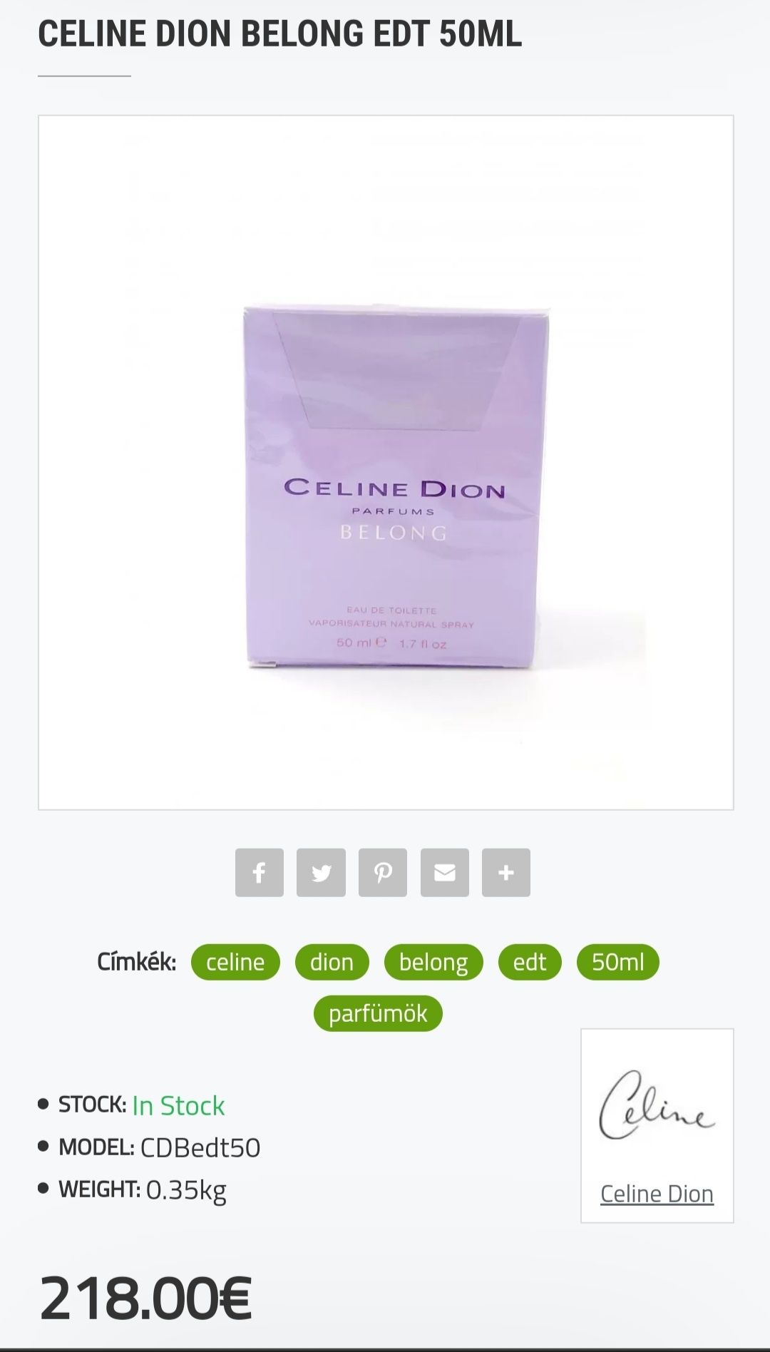 Редкий аромат ,снят с производства Celinе Dion Belong

оригинал 50 ml