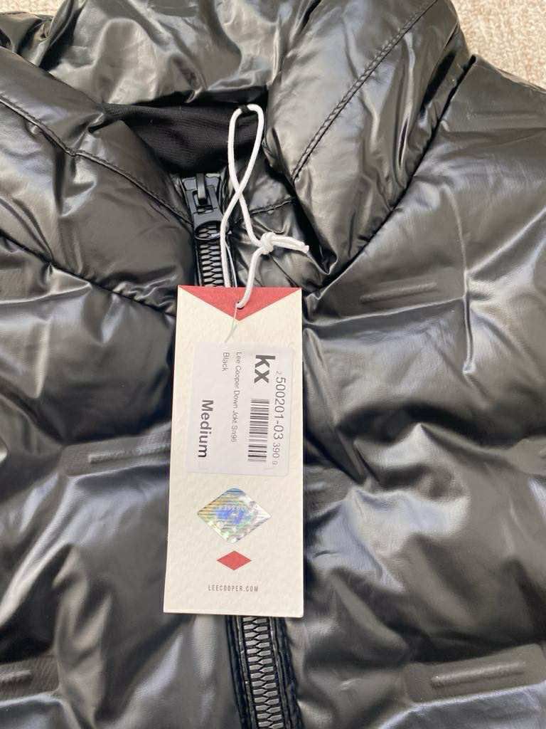 LEE COOPER/Czarna Kurtka Pikowana/Puch Kaczy/Rozmiar M