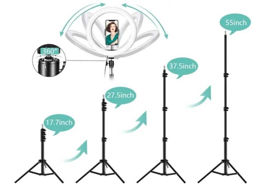 Lampa pierścieniowa LED GOAMZ ze statywem, 10-calowa