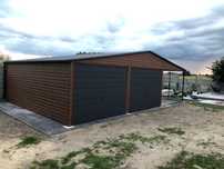 Garaż blaszany 6x6 +wiata 3m drewnopodobny/grafit mat producent garaży