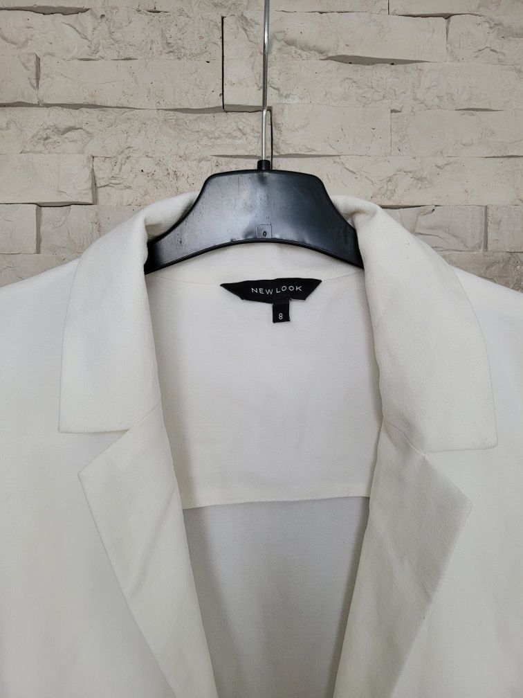 Biała długa kamizelka garnitur z kołnierzem New Look S/M wiskoza