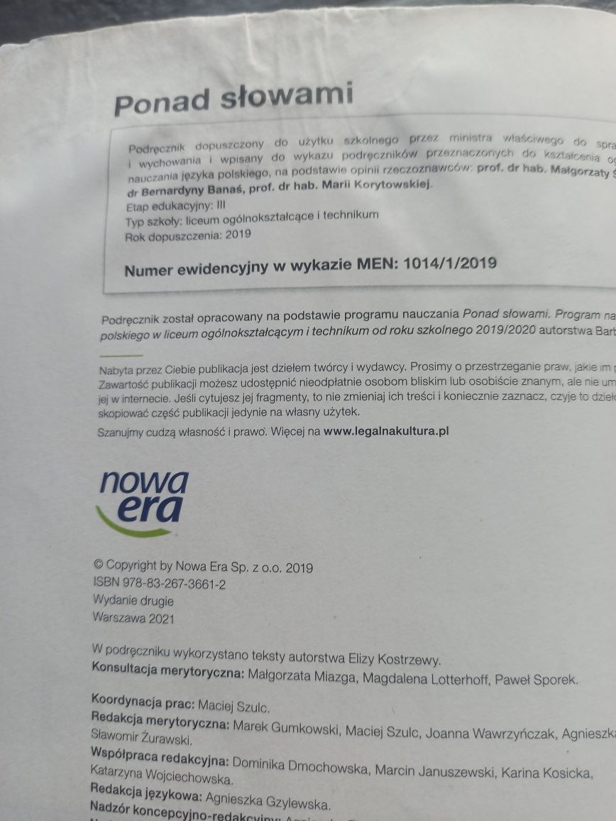 Ponad słowami 1 cz. 1 książka do języka polskiego 1
