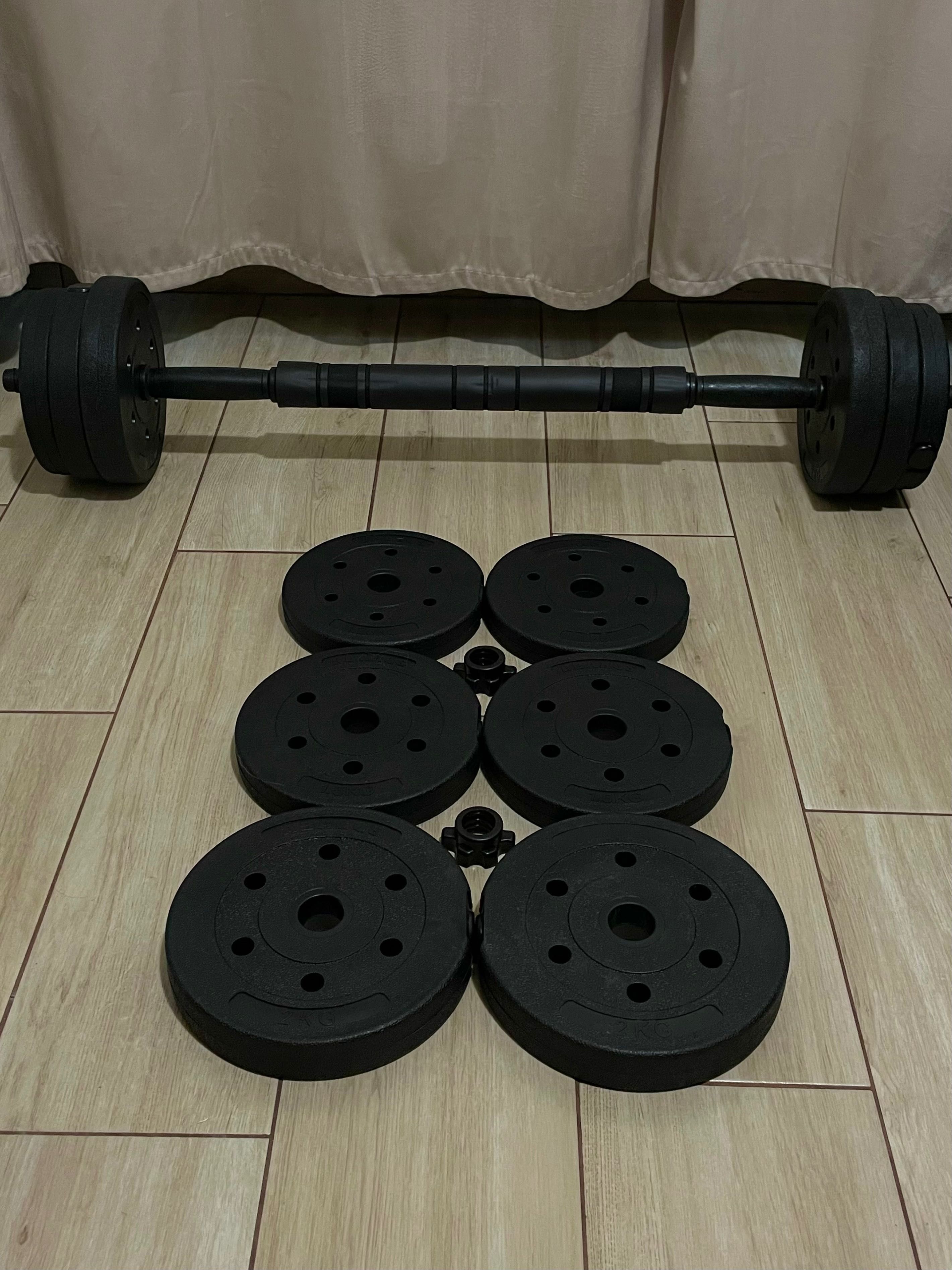 Nowe Hantle bitumiczne Zestaw 20kg 2w1 2x10kg + gryf sztanga