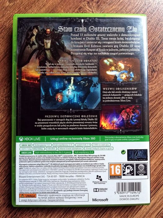 Diablo III / 3 Reaper of Souls (PL Dubbing) XboX 360