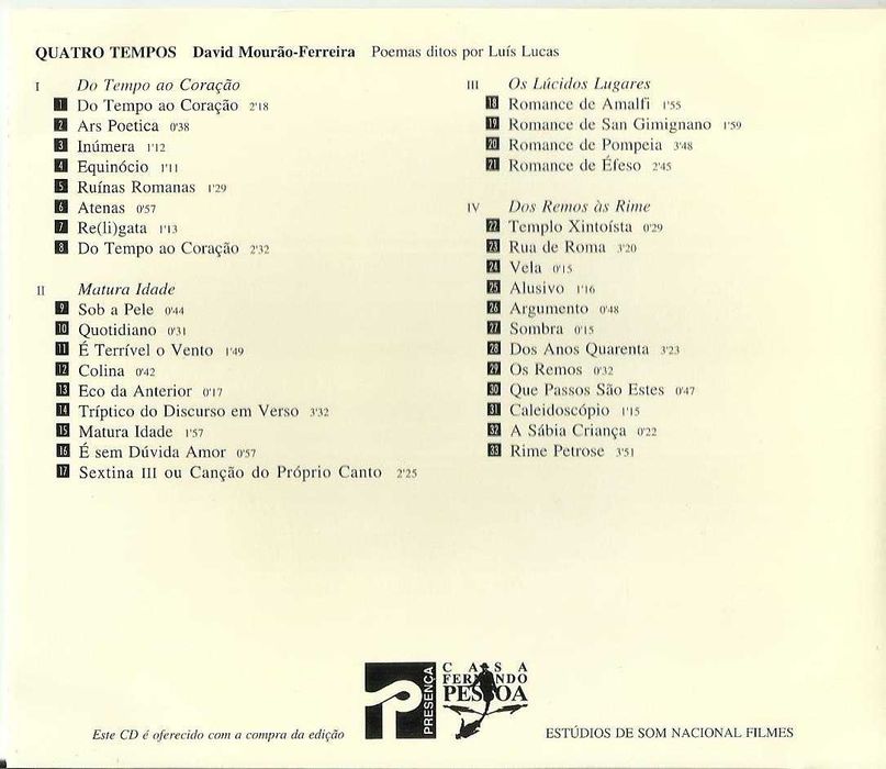 David Mourão-Ferreira - Quatro Tempos (por Luís Lucas) (Poesia)