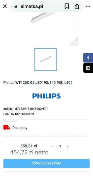 Lampa Philips hermetyczna