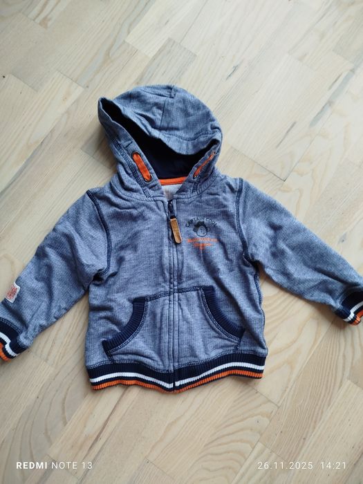 Granatowa rozpinana bluza bawełniana z kapturem