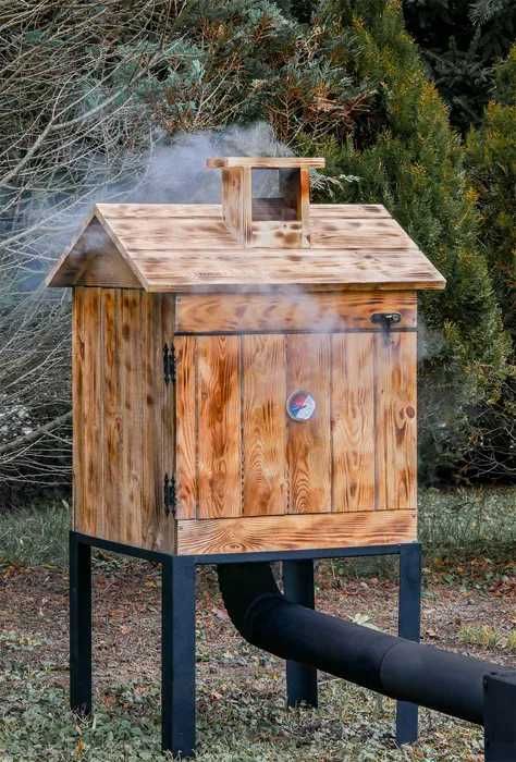 Wędzarnia drewniana ogrodowa pojedyńcza opalana, komplet wędzarniczy.