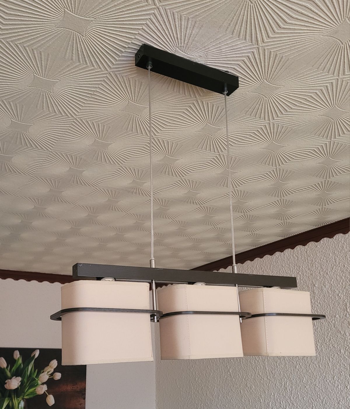 Lampa beżowe abażury 3 punkty świetlne