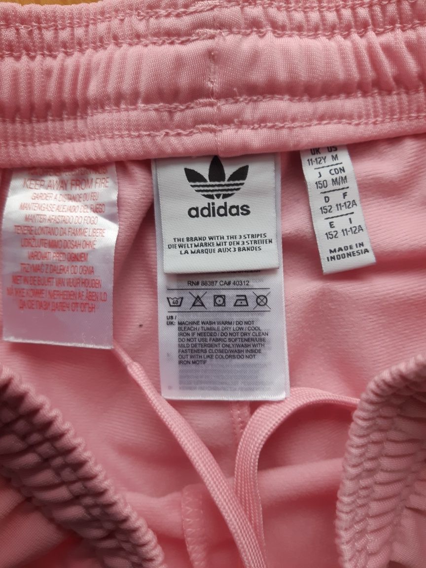 Różowe dziewczęce spodnie Adidas