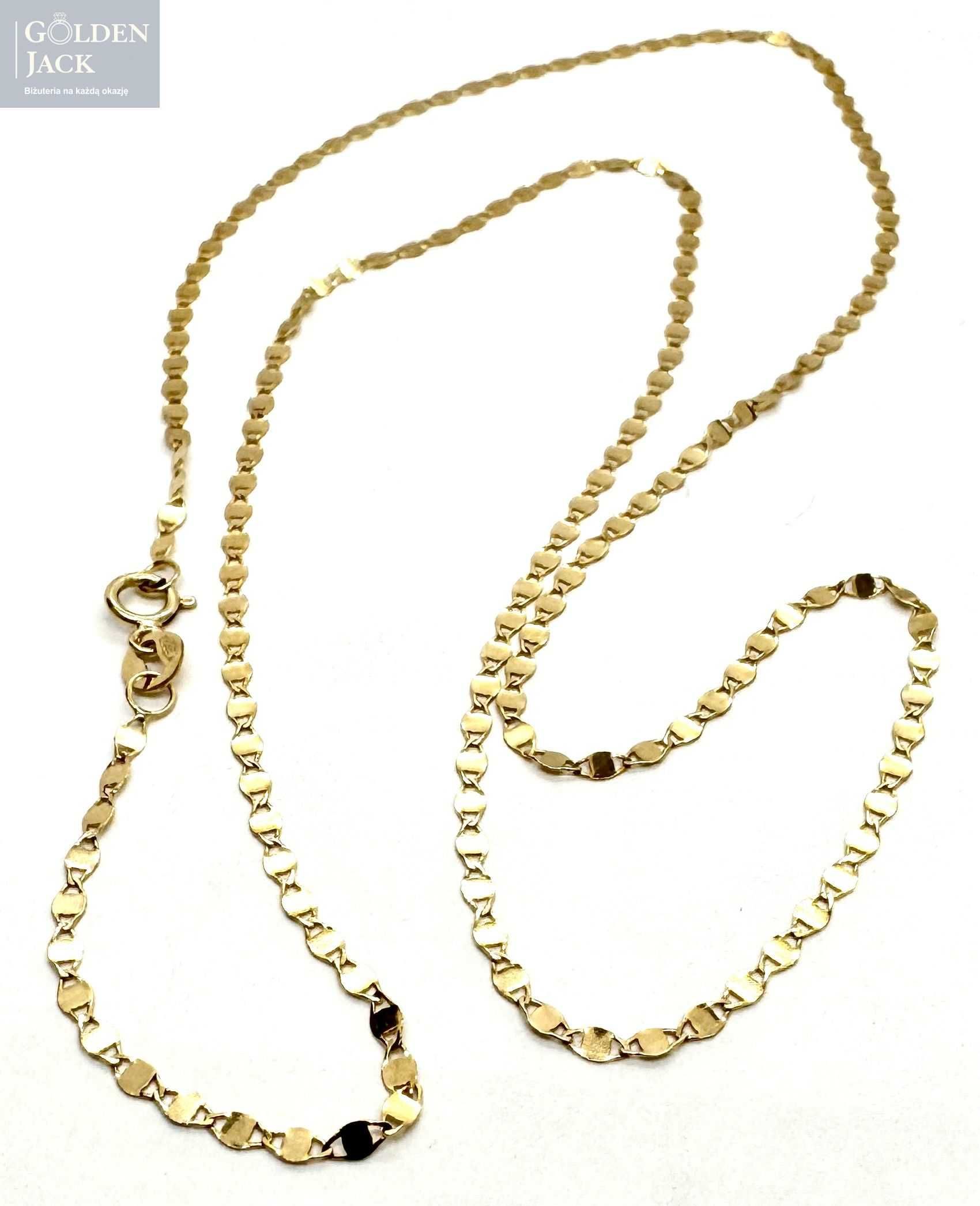 Złoty łańcuszek blaszkowy splot złoto pr. 585 długość 55 cm waga 1,63g