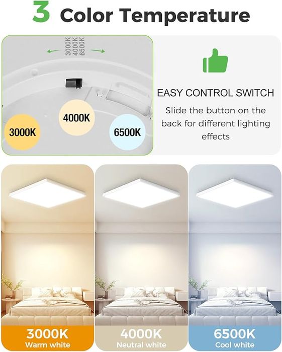 Lampa sufitowa LED zemty 24W, wodoszczelna, ultracienka 29,5 cm