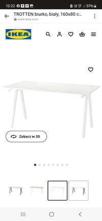 Biurko Ikea Trotten 160x80 stan idealny