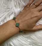 Pulseira dourada • trevo verde (nova)