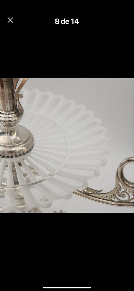 Imponente Epergne fruteiro e floreiro em prata e cristal baccarat ( sem contraste aparente mas testada)