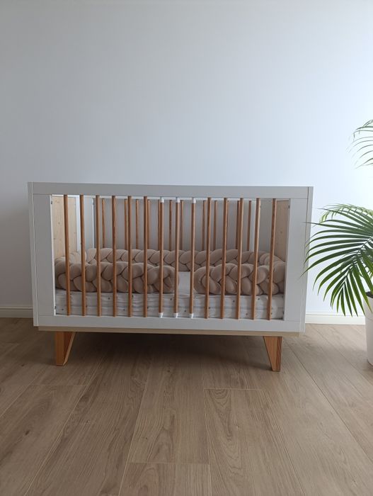 Łóżeczko 140x60 + komoda Klupś Lydia drewno sosna białe gratis materac