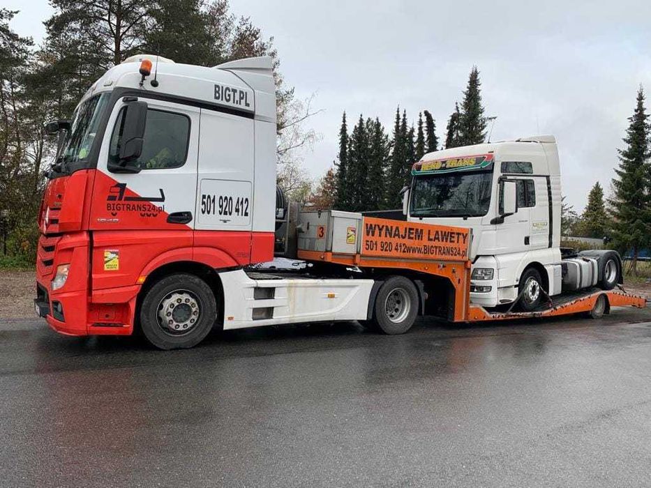 Wynajem lawety transport ciągników siodłowych, niskopodwoziowy
