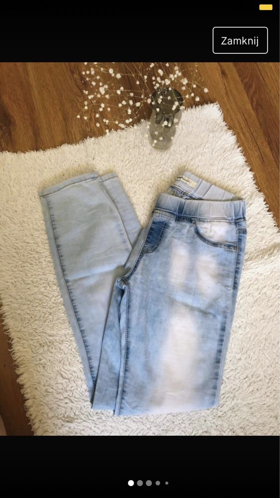 Spodnie jeansy dżinsy niebieskie na gumkę damskie dziewczęce