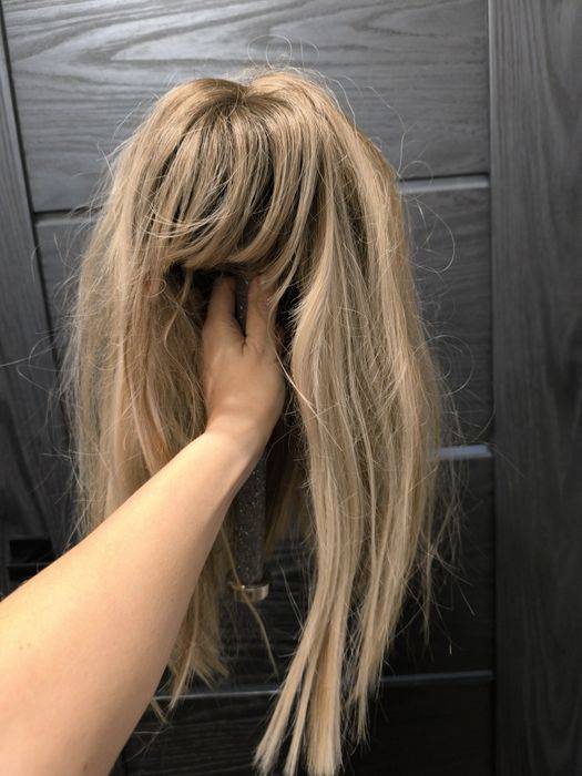 Peruka długie włosy blond z grzywką kostium przebranie bal