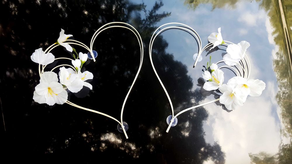 SERCA na Slub Dekoracja samochodu ślubnego OZDOBY auta   2 szt.