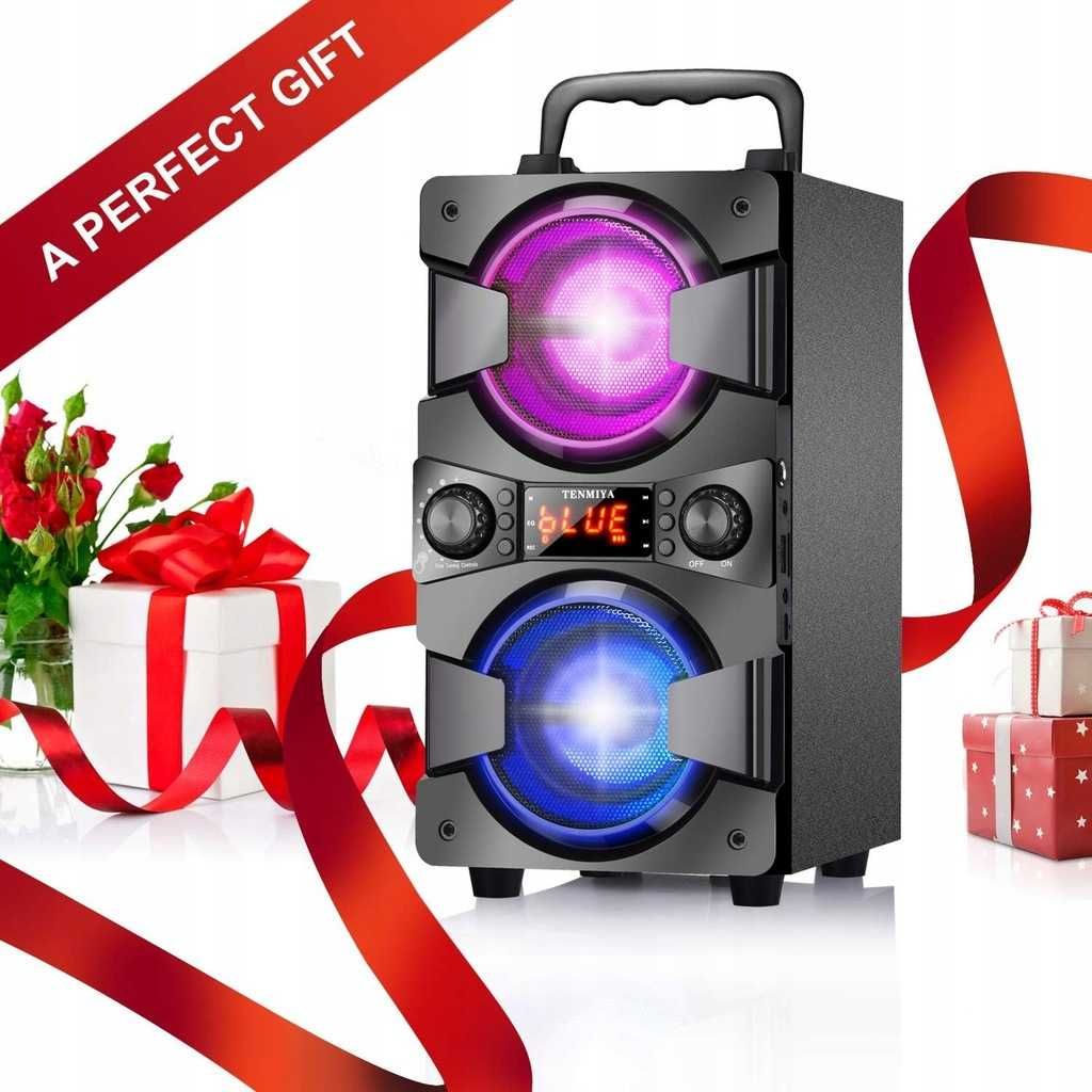 TENMIYA A20 – głośnik Bluetooth z mikrofonem, LED i radiem FM 60W