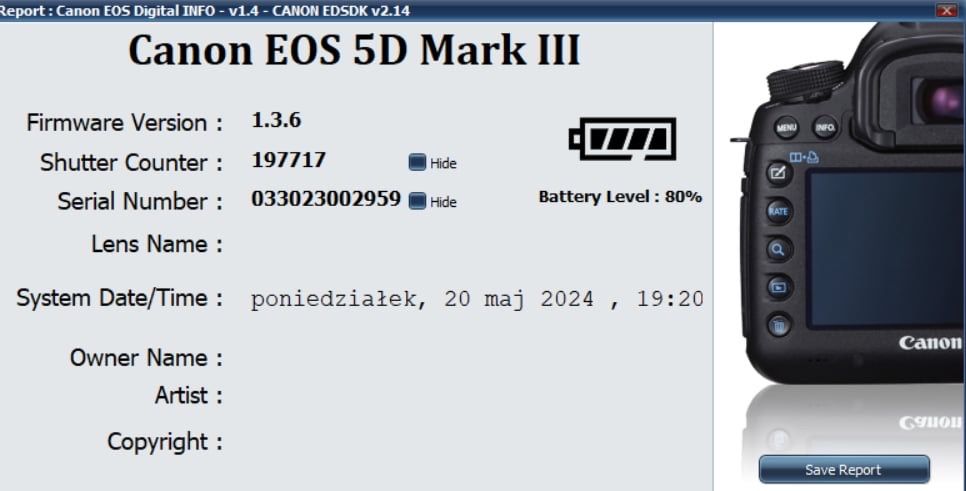 Aparat Canon EOS 5D Mark III W Super Stanie!