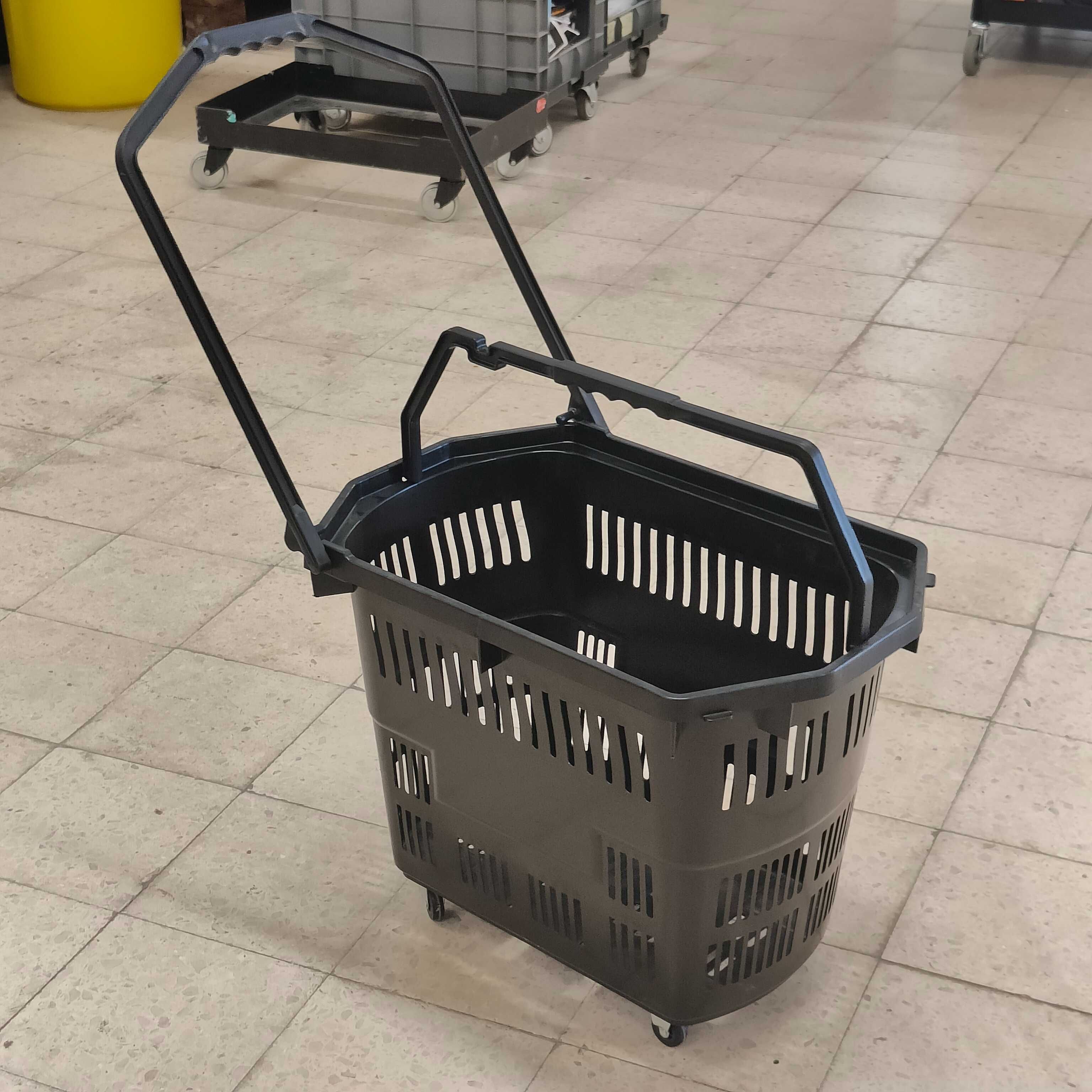 4 Cestos de compras com 4 rodas - 55L