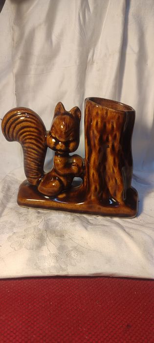 Wazon ceramiczny PRL wiewiórka