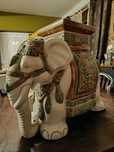 Elefante Asiático de Cerâmica Vintage- Banco de Jardim/ Suporte vasos