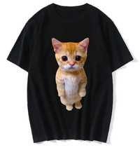 Футболка із принтом кота . Мемний кот El gato . Чорна футболка
