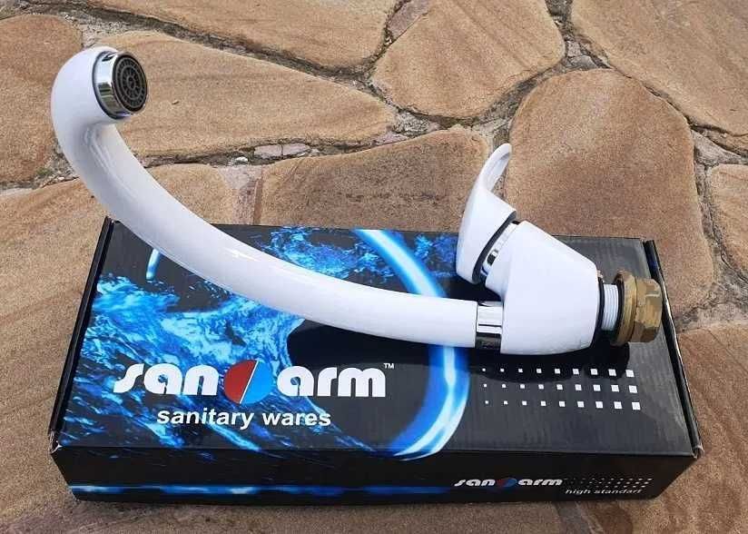 БЕЛЫЙ, латунный! смеситель, змішувач, кран для раковины, мойки, кухни.