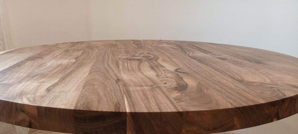 Stół okrągły loft nowoczesny orzech włoski lite drewno